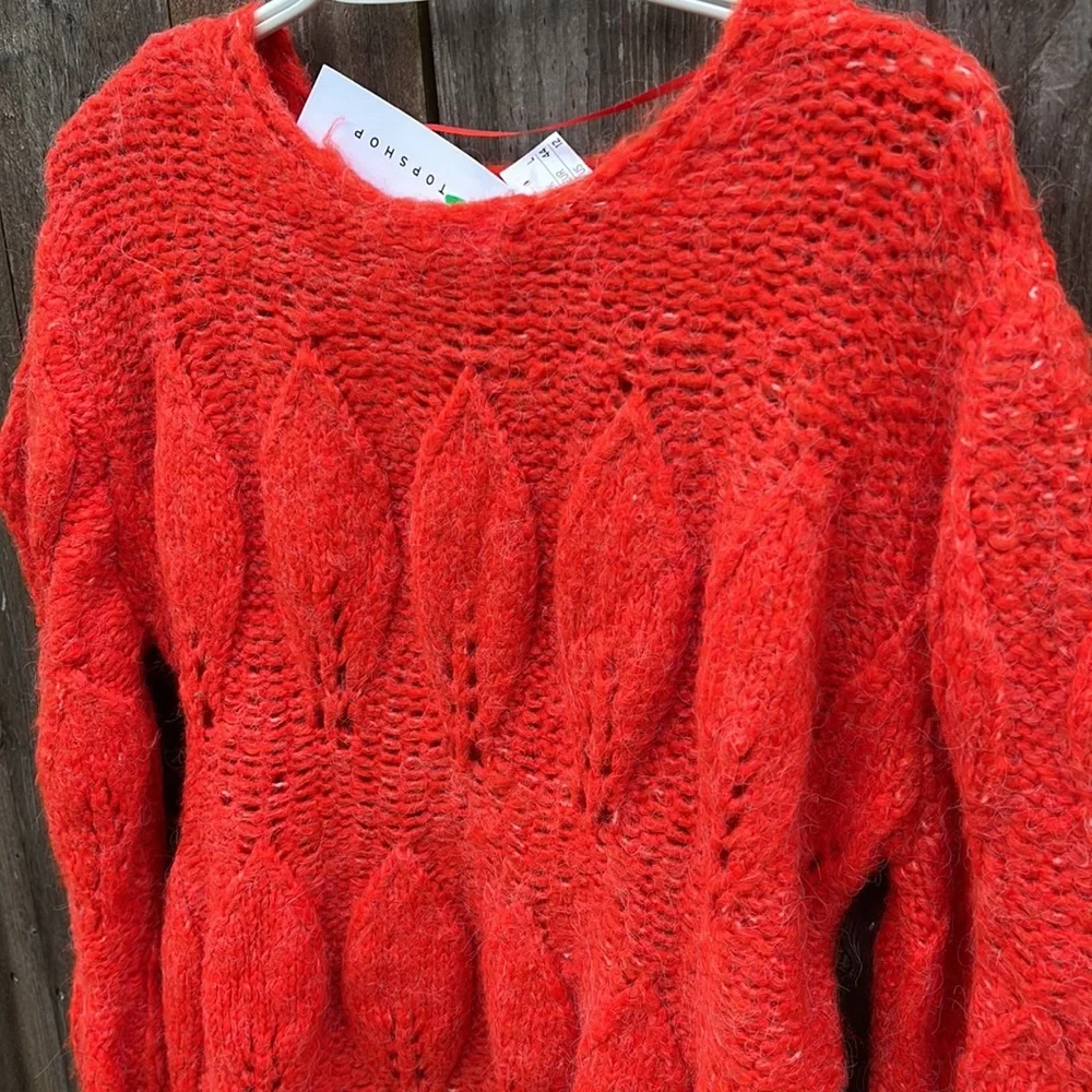 Topshop women’s red sweaters. Size 12 Topshop Red Pointelle  Knit Sweater  NWT